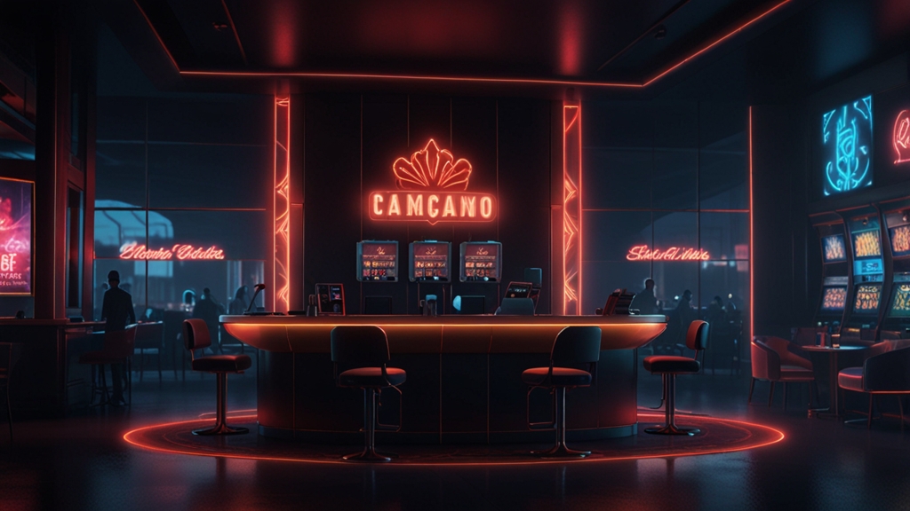 Registrierungsformular in dunkler Casino-Atmosphäre mit Smartphone und Laptop