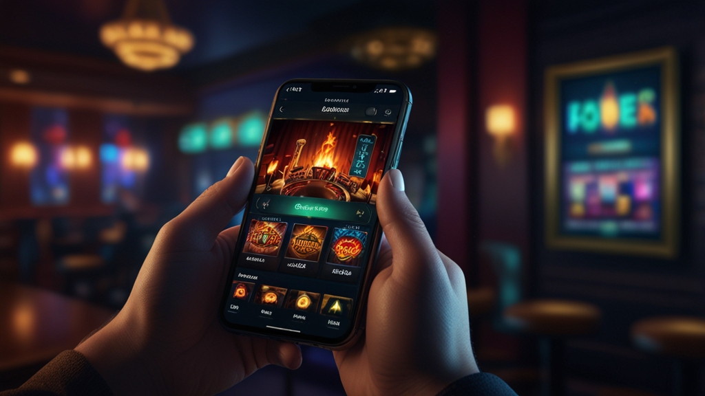 Smartphone mit Download-Seite der Fieryplay App im dunklen Casino-Look