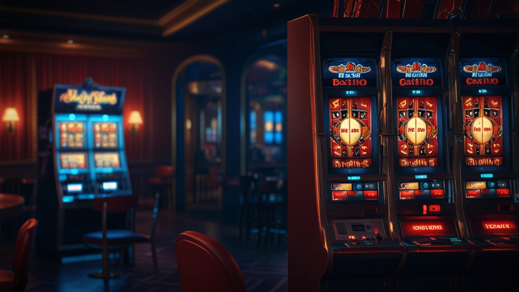 Casino-Szene mit Promo-Code-Anzeige und leuchtenden Bonus-Hinweisen