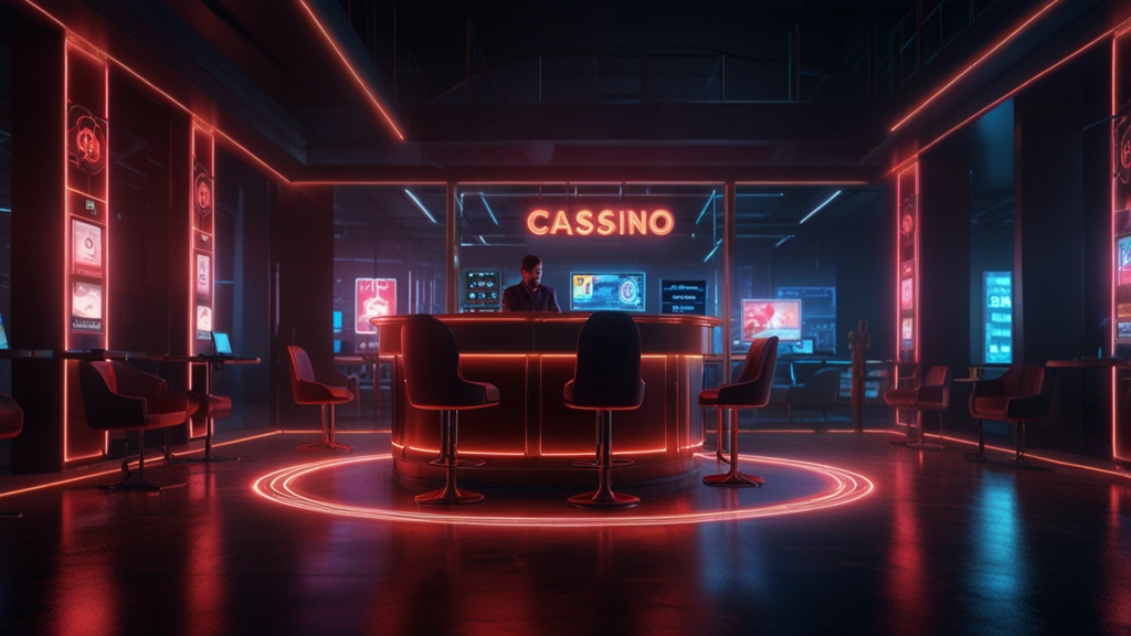 Verifizierungsunterlagen in dunkler Casino-Atmosphäre mit Ausweis und Upload-Screen